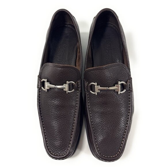 Salvatore Ferragamo Mens Size 9.5 D Gancini Bit Leather Slip On Loafers Shoes